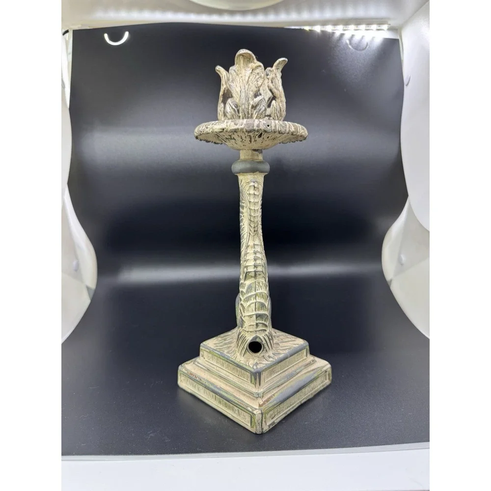 Antique Cast Iron Dolphin‎ / Koi Candlestick